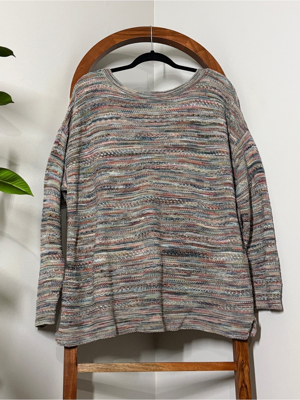 J. Jill 1X Multicolored Knit Long Sleeve Pull Over Sweater